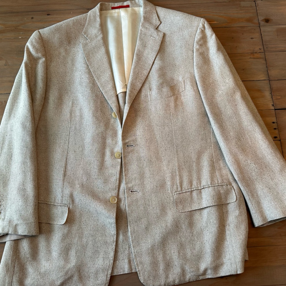 Isaia Cream Sport Coat Lightweight Tailored Blazer 48R